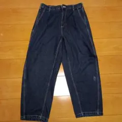 GU　デニム　カーブ　タックパンツ　ブルー　カーブデニム　インディゴ　S