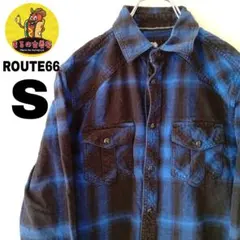 USA古着 ROUTE66　ブルーブラック　オンブレチェック