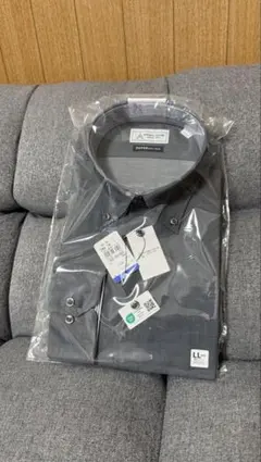 グレー LLサイズ 長袖ワイシャツ