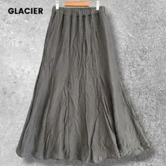 GLACIER　グラシア　ロングフレアスカート　ウエストゴム　M 無地のサムネイル