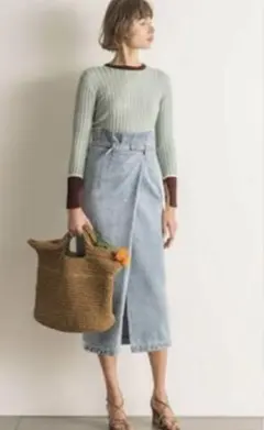 ミラオーウェン デニム　巻きスカート