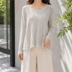 ミラーオブシンゾーン 【F】 長袖ワッフルカットソー 綿 キュプラ Tシャツのサムネイル