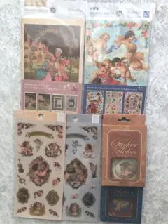 アンティーク調 マスキングシート フレークシール クリアステッカー 6種セット