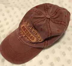 ESY ヴィンテージ キャップ　US古着　赤ウォッシュ加工くすみカラー