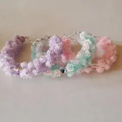カラフル花モチーフブレスレット