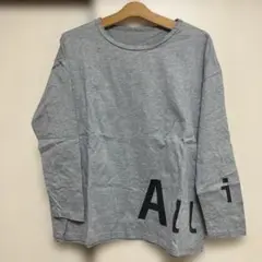 グレー 長袖 カットソー ロゴプリント