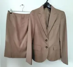 ofuonブラウン スカートセットアップ 二つボタン