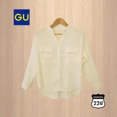 GU ジーユー　スタンドカラーシャツ　S　白　FUL-0098
