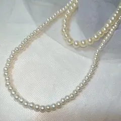 ホワイトパール風2連ロングネックレス