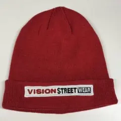 極美品 VISION STREET WEAR 刺繍ロゴ リブニット帽 ビーニー