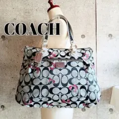 良品 コーチ POPPY ポピー ハート柄 トート ハンド ショルダーバッグ 鞄
