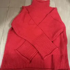 LA MONET レッド タートルネックニット