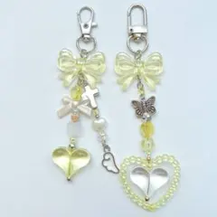 ビーズキーホルダー 黄色 推し活 韓国y2k 2点