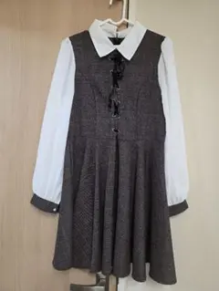 【min plume】長袖ひざ丈ワンピース