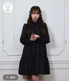 美品　フィクルべべ　Fickle Bebe　フリルリボンティアードワンピース　黒のサムネイル