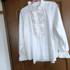 ★新品★アンドLoveフリルスタンドカラー長袖ブラウス ホワイトのサムネイル