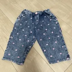 【ほぼ新品未使用】フタフタ　バースデイ　ハート模様　デニムパンツ 95cm