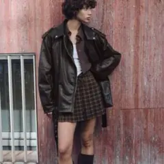 ZARA チェック柄 プリーツスカート XS