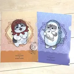 mofusand くら寿司クリアファイル2枚セット&缶バッジ