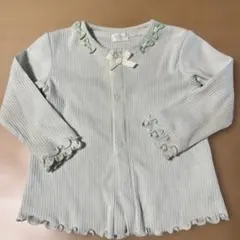 ライトグリーン リブ編みカーディガン