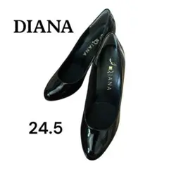 美品⭐︎DIANA パンプス ブラック 24.5cm エナメル　黒　ヒール