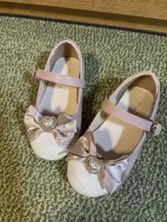 ピンク リボン付き フォーマルシューズ　卒園式入学式　発表会17cm