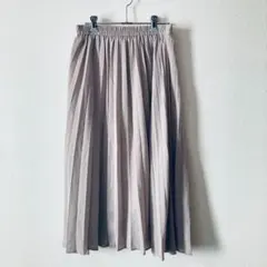 【GU】プリーツミディスカート　M　ピンクベージュ