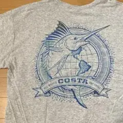 アメリカ古着 カジキマグロ COSTA Tシャツ L グレー 魚 GILDAN