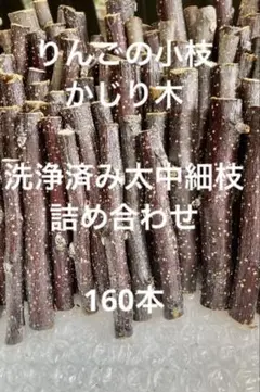 今年のりんご小枝生のかじり木洗浄済み細枝160本のサムネイル