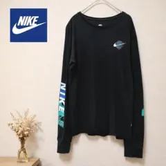 NIKE ロンT 長袖Tシャツ M ブラック スウッシュ 袖ロゴ メンズ