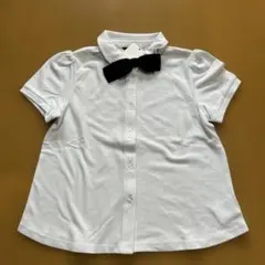 新品☆コムサイズム　黒リボン付き白半袖ブラウス120㎝
