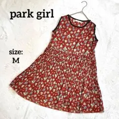 ひざ丈ワンピース ノースリーブ 花柄 総柄 プリーツ 春夏 平成レトロ M