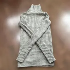 無印良品 首のチクチクを抑えた太リブタートルネック洗えるセーター S グレー