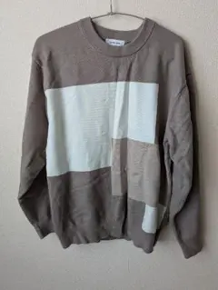 GLOBAL WORK ブロックカラー ニット M オフィスカジュアル メンズ