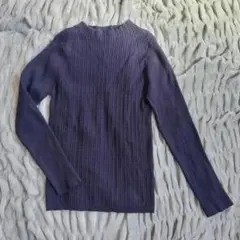 早い者勝ち✨ インディヴィ 長袖ニットトップス リブ生地 Mサイズ ネイビー