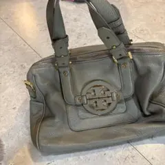 Tory Burch グレー レザー トートバッグ