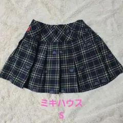 ミキハウス ネイビー チェック スカート S