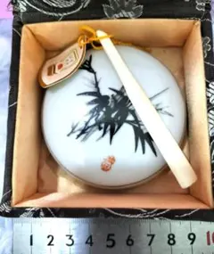 竹文 陶磁器 香合 蓋物 骨董品 道具　朱肉入りのサムネイル