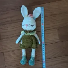 あみぐるみ　ウサギ【ドイリー付き】ハンドメイド
