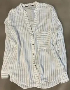 ZARA ホワイトストライプ 長袖シャツ　M