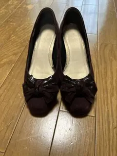 Riz raffinee パンプス ボルドー リボン