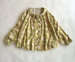 ホコモモラ 華やか花柄ボウタイブラウス Mサイズ 極美品 きれいめ 上品 総柄のサムネイル