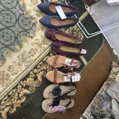 デニムスタッズフラットシューズ 4pairs