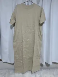 ベージュ 半袖 ロングワンピース Sサイズ