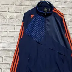 アディダス ナイロンジャケット　ネイビー　ロゴ刺繍　M 1223