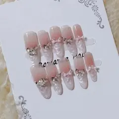 現品 グラデーションピンク ネイルチップ ツール付き