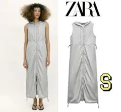 新品 ZARA 定価7,990円 フード付 ナイロン ワンピース S ラスト1点