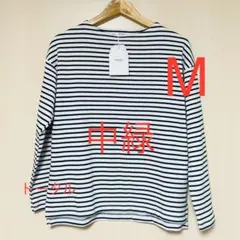 しまむら　田中里奈　mysa closet ポンチボーダープルオーバー　M中緑