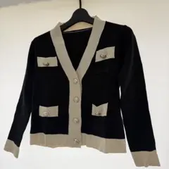 韓国 ニット セットアップ 上下 配色 レディース S