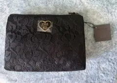新品　ANNA SUI ブラック　レース ポーチ ミラー付き